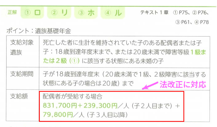 ライフの「問1 遺族基礎年金 支給額」(P118)